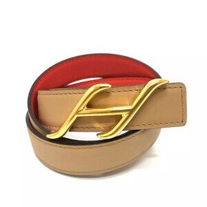 HERMES Constance Belt Buckle HDN Reversible Belt Brown x orange /GoldHardware